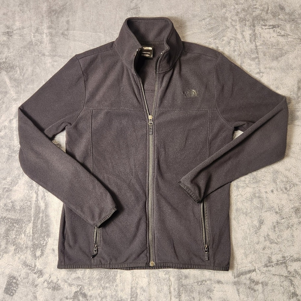 The North Face Womens Full Zip Fleece Jacket Size S Charcoal Gray WindWall Coat